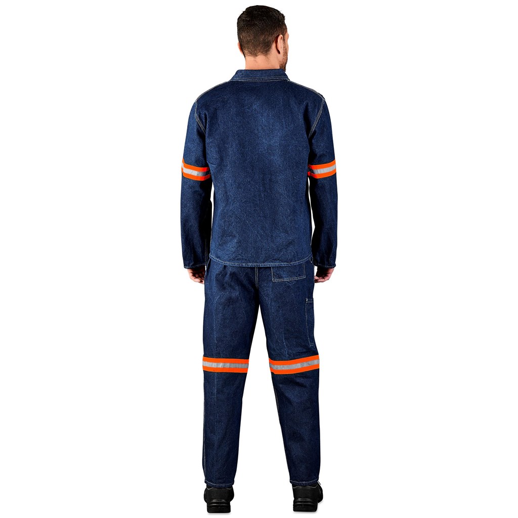 Cast Premium 100% Cotton Denim Pants - Reflective Legs - Orange Tape - Image 8