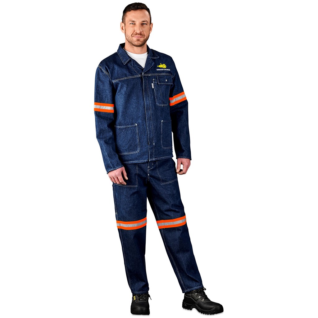 Cast Premium 100% Cotton Denim Pants - Reflective Legs - Orange Tape - Image 4