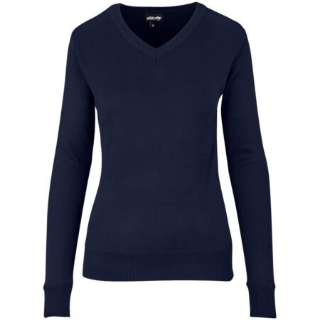Ladies Long Sleeve Peru V-Neck Jersey - Navy