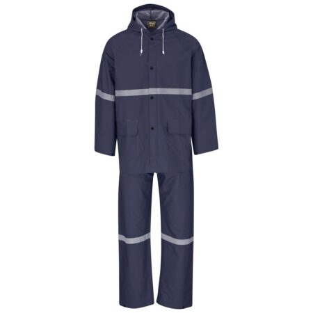 Light Duty Tornado  Hi-Viz Reflective  Rubberised Rainsuit - Navy